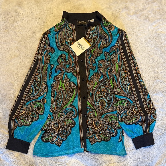 Bob Mackie Tops - Colorful Bob Mackey Paisley Button-Up Blouse